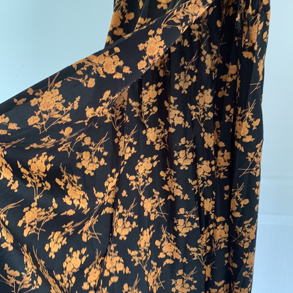 Shein wrap maxi floral dress black tan fall bump friendly maternity - Picture 6 of 13